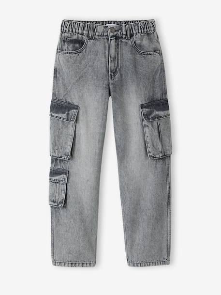 Loose fit denim battle trousers for boys bleached denim+denim grey 