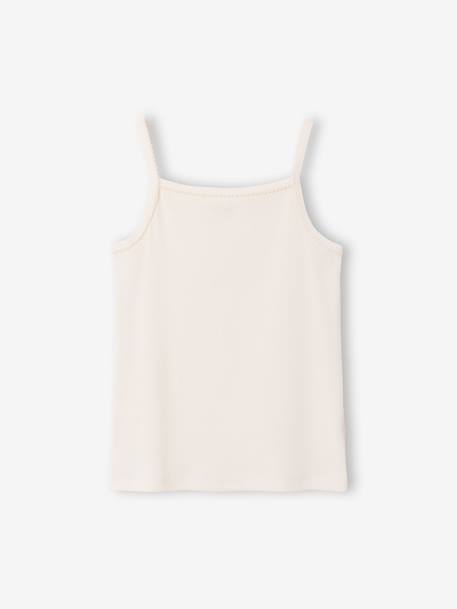 Pack of 3 ribbed tank tops for girls ecru 