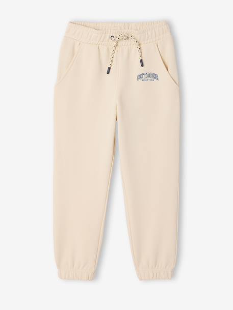 Joggers in fleece with adjustable waist ecru+navy blue 
