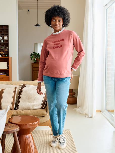 Sweatshirt for nursing clothes old rose 