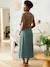 Long Skirt in Cotton Gauze for Maternity BROWN LIGHT SOLID+emerald green+slate blue 