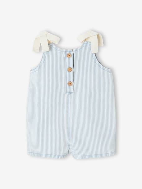 Girls' cotton playsuit striped blue 