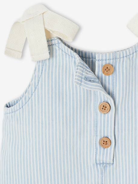 Girls' cotton playsuit striped blue 