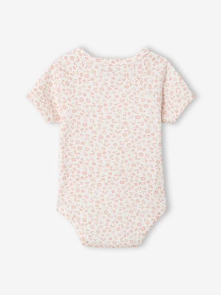 Pack of 3 short-sleeved girl's bodysuits rose 