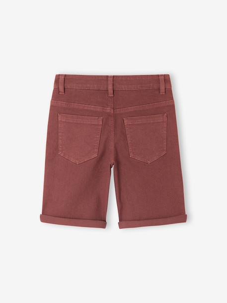 Boy's 5-pocket bermuda shorts clay beige+emerald green+grey blue+terracotta 