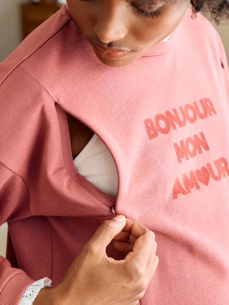 Sweatshirt for nursing clothes old rose 