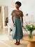Long Skirt in Cotton Gauze for Maternity BROWN LIGHT SOLID+emerald green+slate blue 