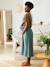 Long Skirt in Cotton Gauze for Maternity BROWN LIGHT SOLID+emerald green+slate blue 