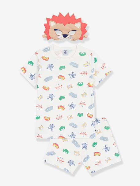 Set of pyjamas shorts for children with Petit Bateau mask white 