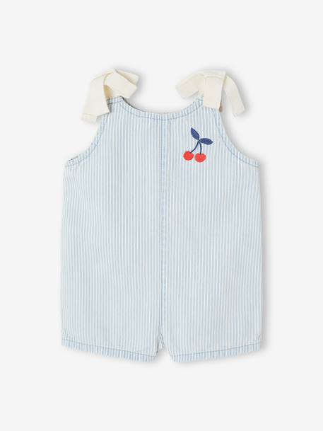 Girls' cotton playsuit striped blue 