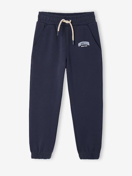 Joggers in fleece with adjustable waist ecru+navy blue 