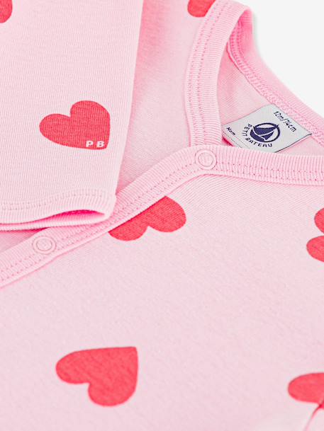 Baby sleepsuit with heart print rose 