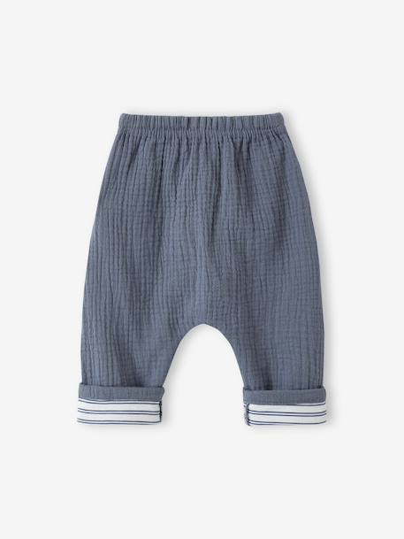 Baby's cotton muslin trousers blue 