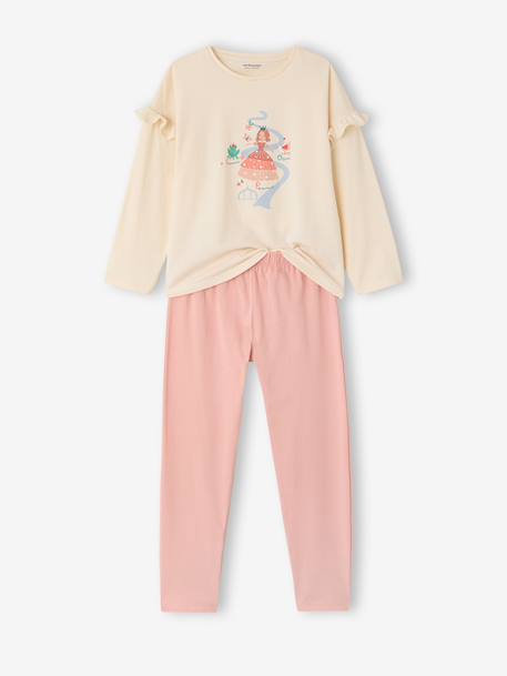 Pack of 2 girls' long-sleeved pyjamas rose 