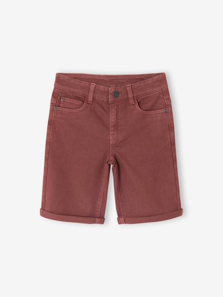 Boy's 5-pocket bermuda shorts clay beige+emerald green+grey blue+terracotta 
