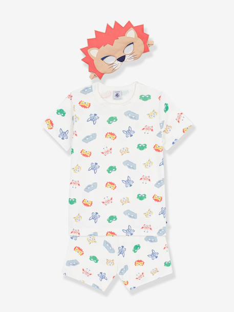 Set of pyjamas shorts for children with Petit Bateau mask white 
