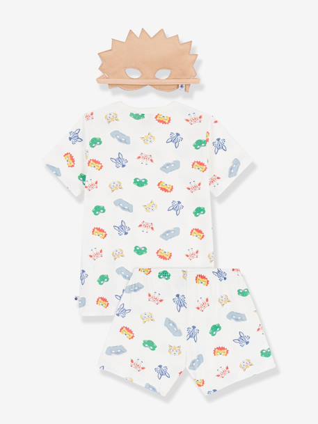 Set of pyjamas shorts for children with Petit Bateau mask white 