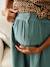 Long Skirt in Cotton Gauze for Maternity BROWN LIGHT SOLID+emerald green+slate blue 
