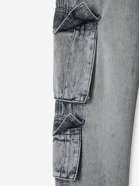 Loose fit denim battle trousers for boys bleached denim+denim grey 