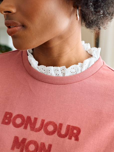 Sweatshirt for nursing clothes old rose 
