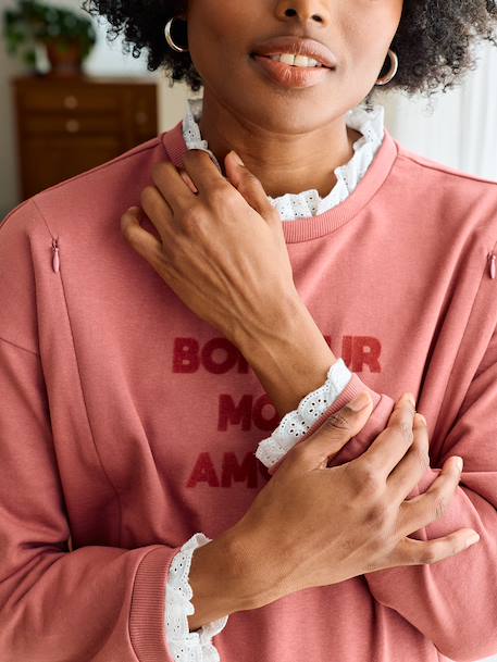 Sweatshirt for nursing clothes old rose 