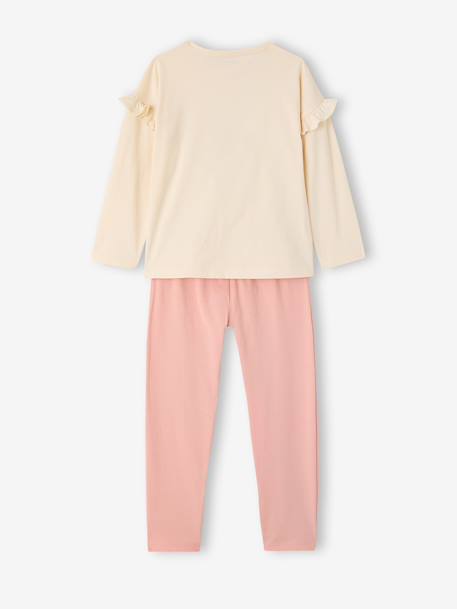 Pack of 2 girls' long-sleeved pyjamas rose 