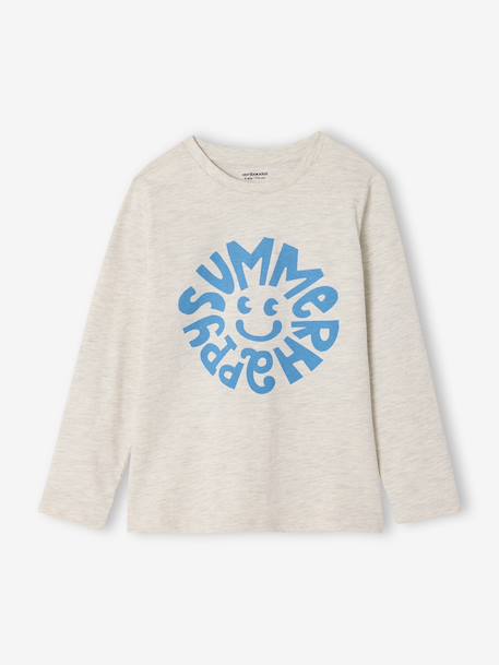 Printed T-Shirt for Boys grey blue+marl white+navy blue 