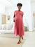 Long maternity and nursing dress grey blue+rose 