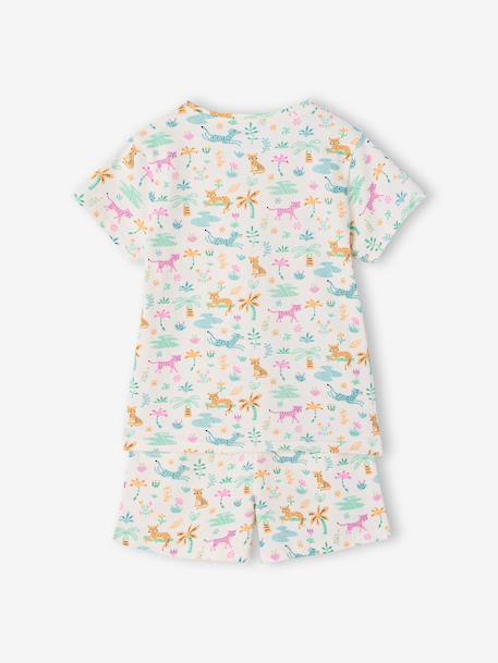 Pack of 2 girls' short-sleeved short pyjamas ecru 