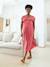 Long maternity and nursing dress grey blue+rose 
