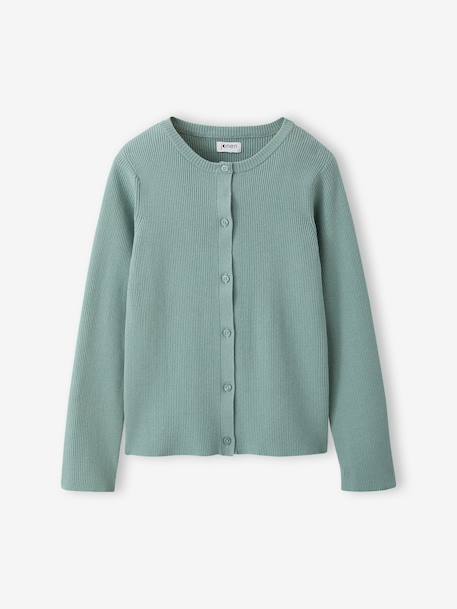 Girl's cardigan navy blue+sage green 