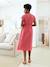 Long maternity and nursing dress grey blue+rose 
