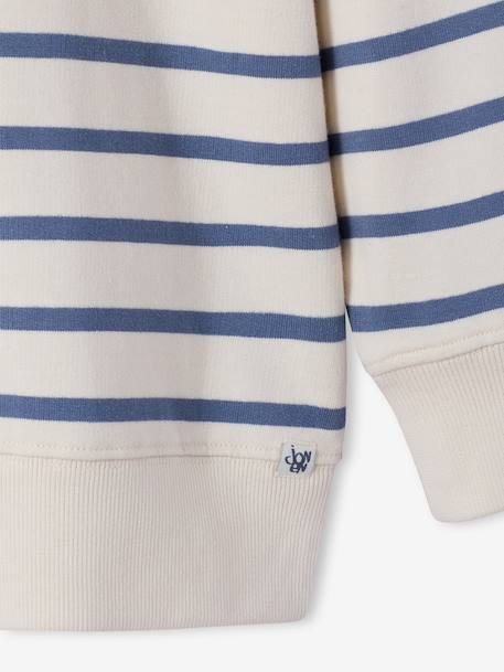 Boy's zipped high neck sweatshirt striped blue 