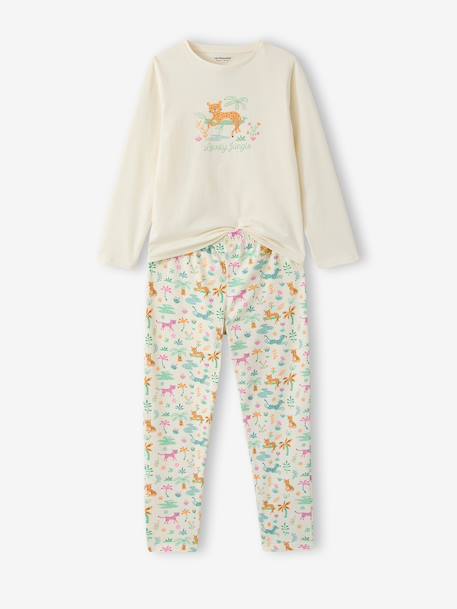 Pack of 2 girls' short-sleeved short pyjamas ecru 