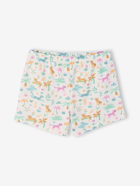 Pack of 2 girls' short-sleeved short pyjamas ecru 