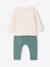 Top & Fleece Trouser Combo for Babies BROWN MEDIUM SOLID+peacock blue 