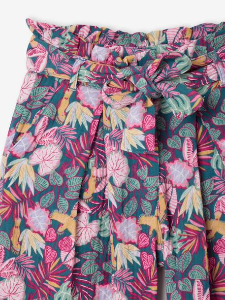 Cropped, Wide Leg Paperbag Trousers in Cotton Gauze for Girls beige+green+old rose+sage green+yellow 