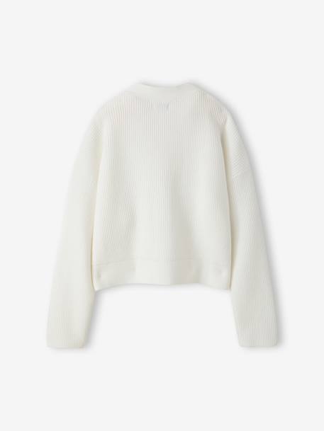 Cropped Cardigan for Girls, JONEN ecru+marl grey 