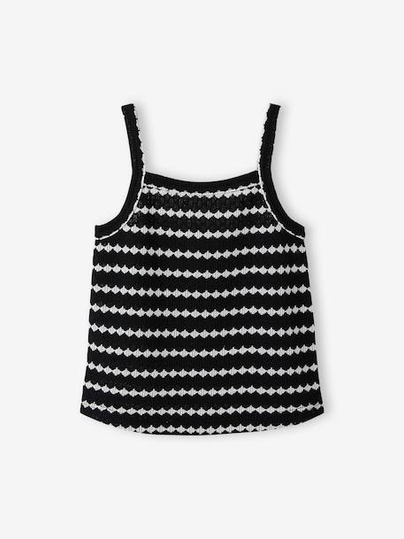 Fancy Knit Strappy Top for Girls, JONEN black+striped black 