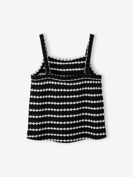 Fancy Knit Strappy Top for Girls, JONEN black+striped black 