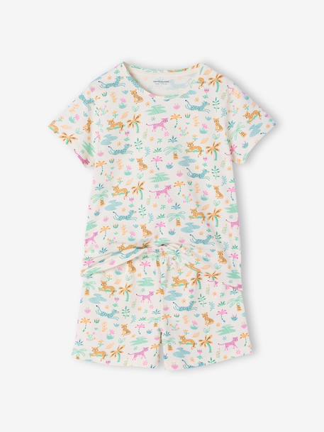 Pack of 2 girls' short-sleeved short pyjamas ecru 