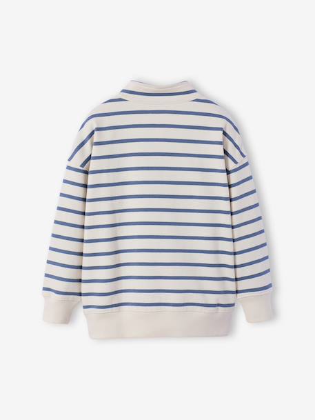 Boy's zipped high neck sweatshirt striped blue 