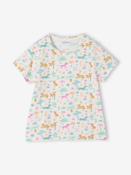 Pack of 2 girls' short-sleeved short pyjamas ecru 
