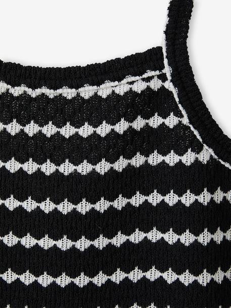 Fancy Knit Strappy Top for Girls, JONEN black+striped black 