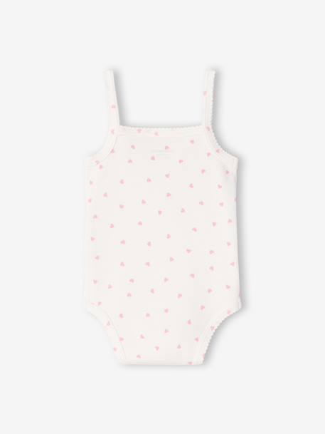 Pack of 3 girls' organic cotton bodysuit with braces ecru 
