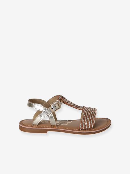 Leather Sandals for Girls, Designed for Autonomy 6467+brown+printed brown+turquoise 