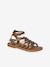 Leather gladiator sandals with buckles for girls camel 