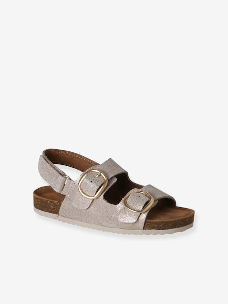 Leather buckle sandals gold 