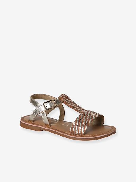 Leather Sandals for Girls, Designed for Autonomy 6467+brown+printed brown+turquoise 