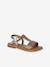 Leather Sandals for Girls, Designed for Autonomy 6467+brown+printed brown+turquoise 